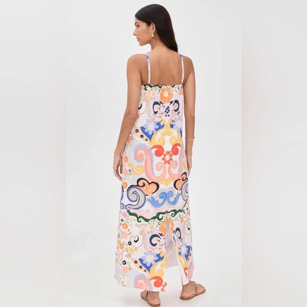 STUNNING! NWT Tuckernuck De Loreta Watercolor Aloe Strapless Dress XL 12 14 16 - Picture 6 of 8